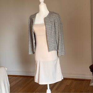 Tweed Jacket with Cream Mini Dress